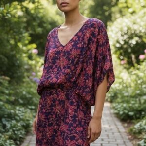 Lands' End Red and Purple Floral Top